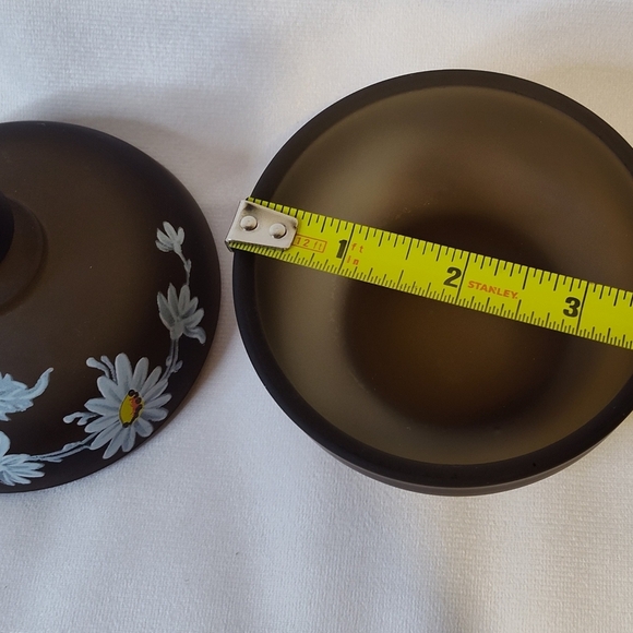 Vintage Westmoreland Glass Company Satin Glass Hand Painted Trinket Jar - Picture 4 of 5